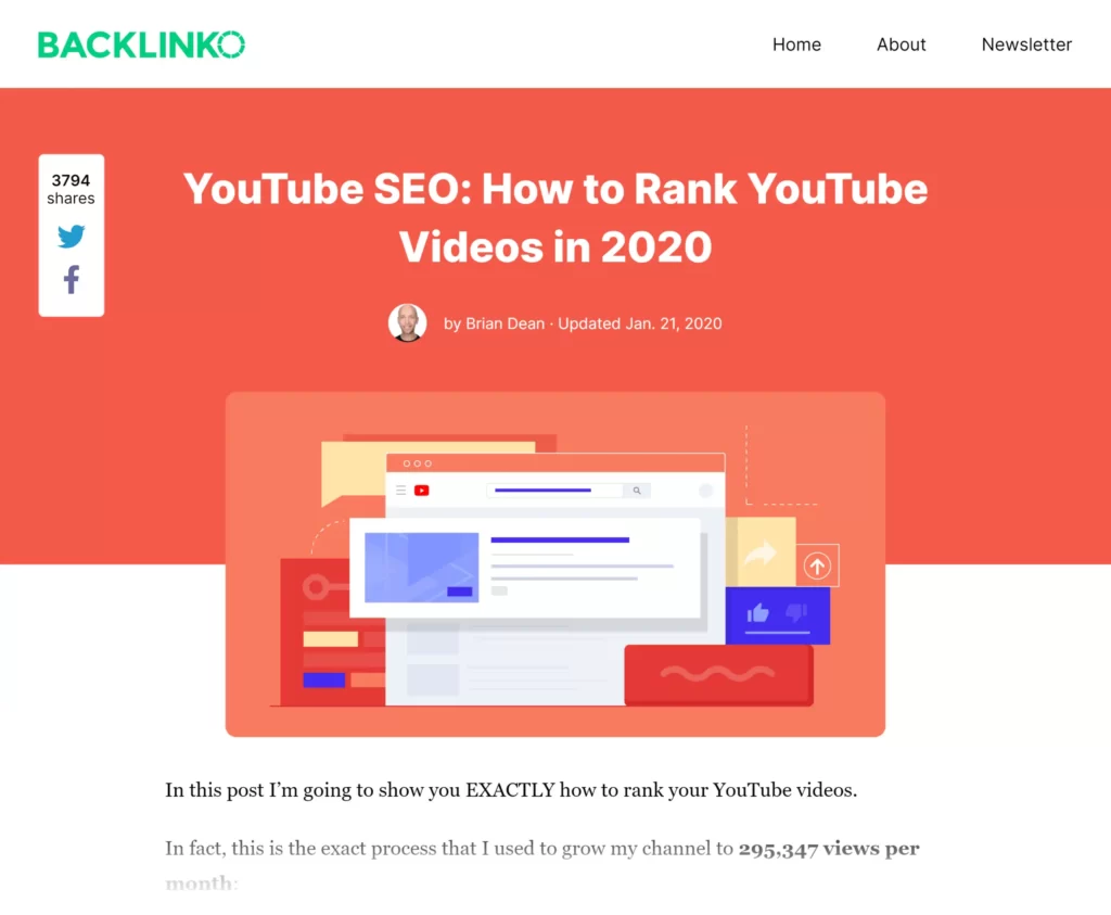 Backlinko - How to rank YouTube videos post (YouTube動画のランキング方法)
