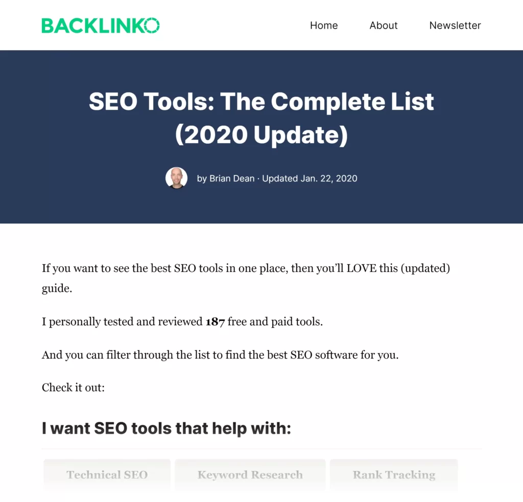 Backlinko - SEO Tools Post